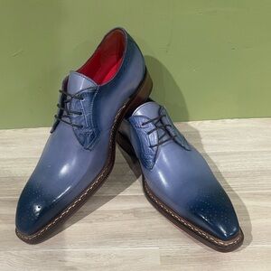 Fennix Italy Elegant Blue Leather calf/gator Men's Dress Shoes oxford